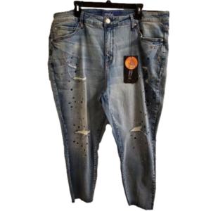 Copperflash jeweled distressed raw hem‎ high rise skinny jeans plus size 22W New